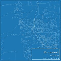 Blueprint US city map of Monument, Colorado.