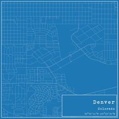Blueprint US city map of Denver, Colorado.
