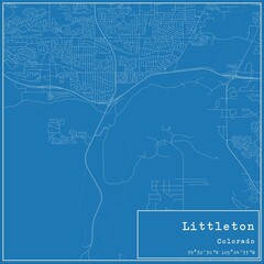 Blueprint US city map of Littleton, Colorado.