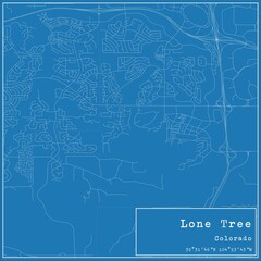 Blueprint US city map of Lone Tree, Colorado.