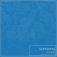 Blueprint US city map of Littleton, Colorado.