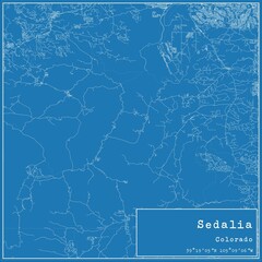 Blueprint US city map of Sedalia, Colorado.