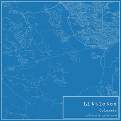 Blueprint US city map of Littleton, Colorado.