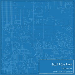 Blueprint US city map of Littleton, Colorado.