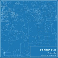 Blueprint US city map of Franktown, Colorado.