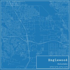Blueprint US city map of Englewood, Colorado.