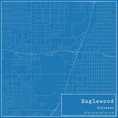Blueprint US city map of Englewood, Colorado.