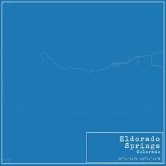 Blueprint US city map of Eldorado Springs, Colorado.