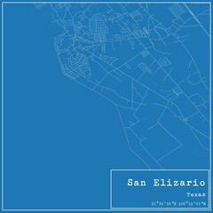 Blueprint US city map of San Elizario, Texas.