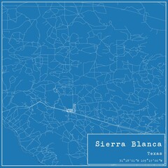 Blueprint US city map of Sierra Blanca, Texas.