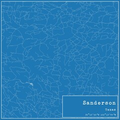 Blueprint US city map of Sanderson, Texas.