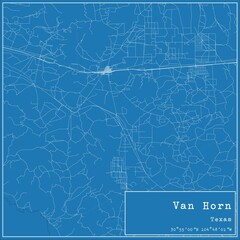 Blueprint US city map of Van Horn, Texas.
