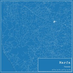 Blueprint US city map of Marfa, Texas.
