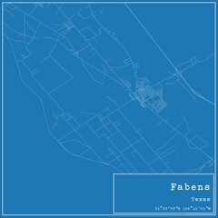 Blueprint US city map of Fabens, Texas.