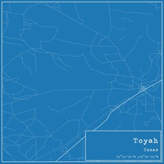 Blueprint US city map of Toyah, Texas.