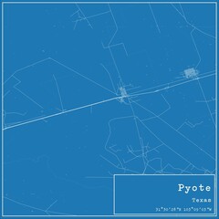 Blueprint US city map of Pyote, Texas.