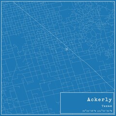 Blueprint US city map of Ackerly, Texas.