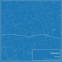 Fototapeta premium Blueprint US city map of Trent, Texas.