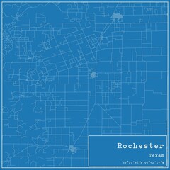 Blueprint US city map of Rochester, Texas.