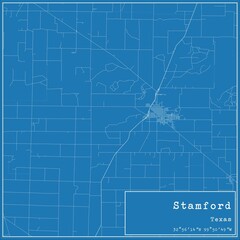 Blueprint US city map of Stamford, Texas.