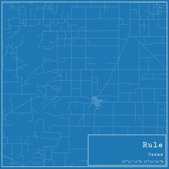 Blueprint US city map of Rule, Texas.