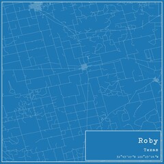 Fototapeta premium Blueprint US city map of Roby, Texas.
