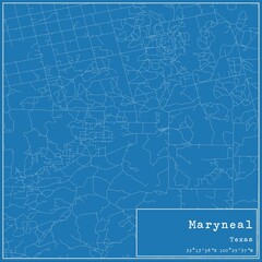 Blueprint US city map of Maryneal, Texas.