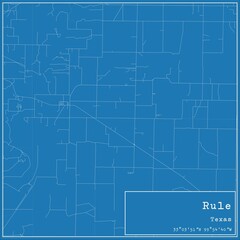 Blueprint US city map of Rule, Texas.