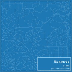 Blueprint US city map of Wingate, Texas.