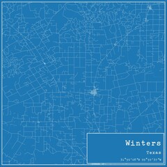 Obraz premium Blueprint US city map of Winters, Texas.