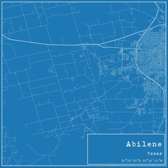 Blueprint US city map of Abilene, Texas.