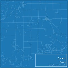Blueprint US city map of Lawn, Texas.