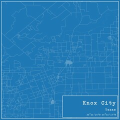 Fototapeta premium Blueprint US city map of Knox City, Texas.
