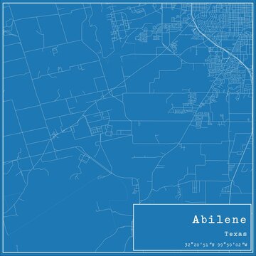 Blueprint US city map of Abilene, Texas.