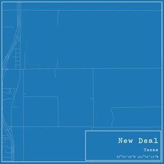 Blueprint US city map of New Deal, Texas.