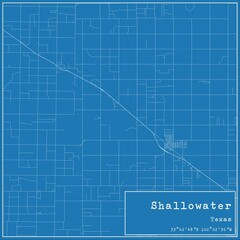 Blueprint US city map of Shallowater, Texas.