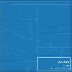 Blueprint US city map of Maple, Texas.