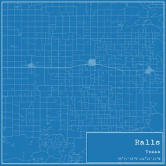 Blueprint US city map of Ralls, Texas.