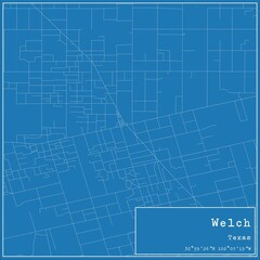 Blueprint US city map of Welch, Texas.
