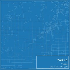 Blueprint US city map of Tokio, Texas.