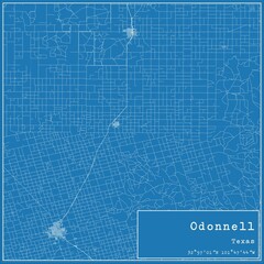 Blueprint US city map of Odonnell, Texas.