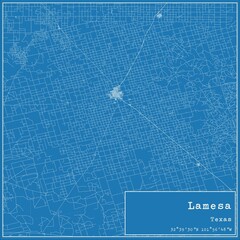 Blueprint US city map of Lamesa, Texas.