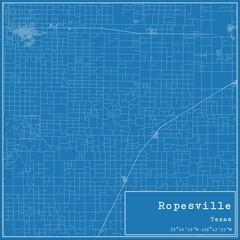Blueprint US city map of Ropesville, Texas.
