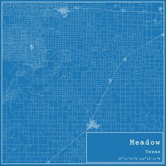 Blueprint US city map of Meadow, Texas.