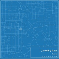 Blueprint US city map of Crosbyton, Texas.