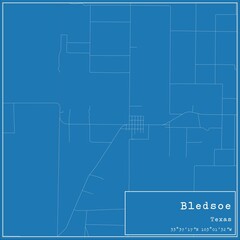 Blueprint US city map of Bledsoe, Texas.