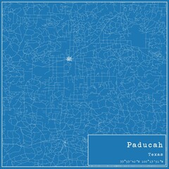 Blueprint US city map of Paducah, Texas.