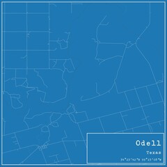 Blueprint US city map of Odell, Texas.
