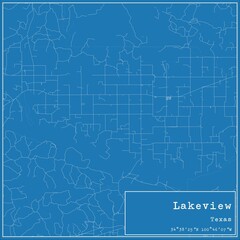 Blueprint US city map of Lakeview, Texas.