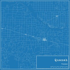 Fototapeta premium Blueprint US city map of Quanah, Texas.